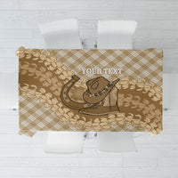 Makue Hawaii Cowboy Palaka Motifs Personalised Tablecloth Paniolo Festival Puakenikeni Lei LT14 Brown - Polynesian Pride