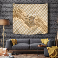 Makue Hawaii Cowboy Palaka Motifs Personalised Tapestry Paniolo Festival Puakenikeni Lei LT14 Brown - Polynesian Pride
