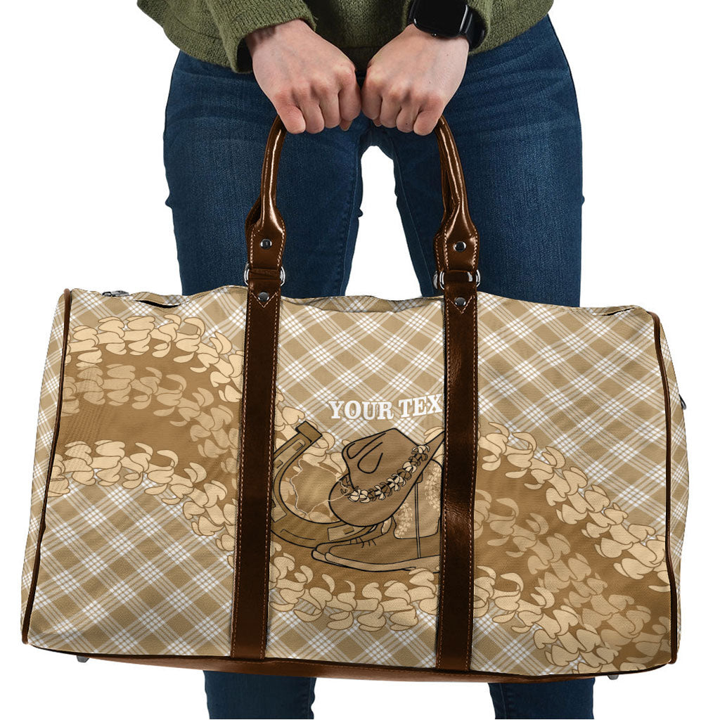 Makue Hawaii Cowboy Palaka Motifs Personalised Travel Bag Paniolo Festival Puakenikeni Lei