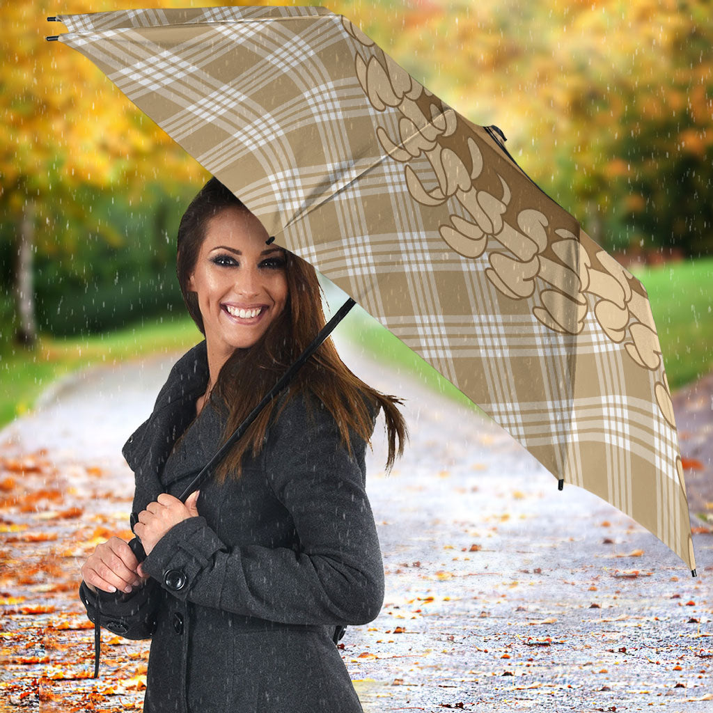 Makue Hawaii Cowboy Palaka Motifs Personalised Umbrella Paniolo Festival Puakenikeni Lei LT14 - Polynesian Pride