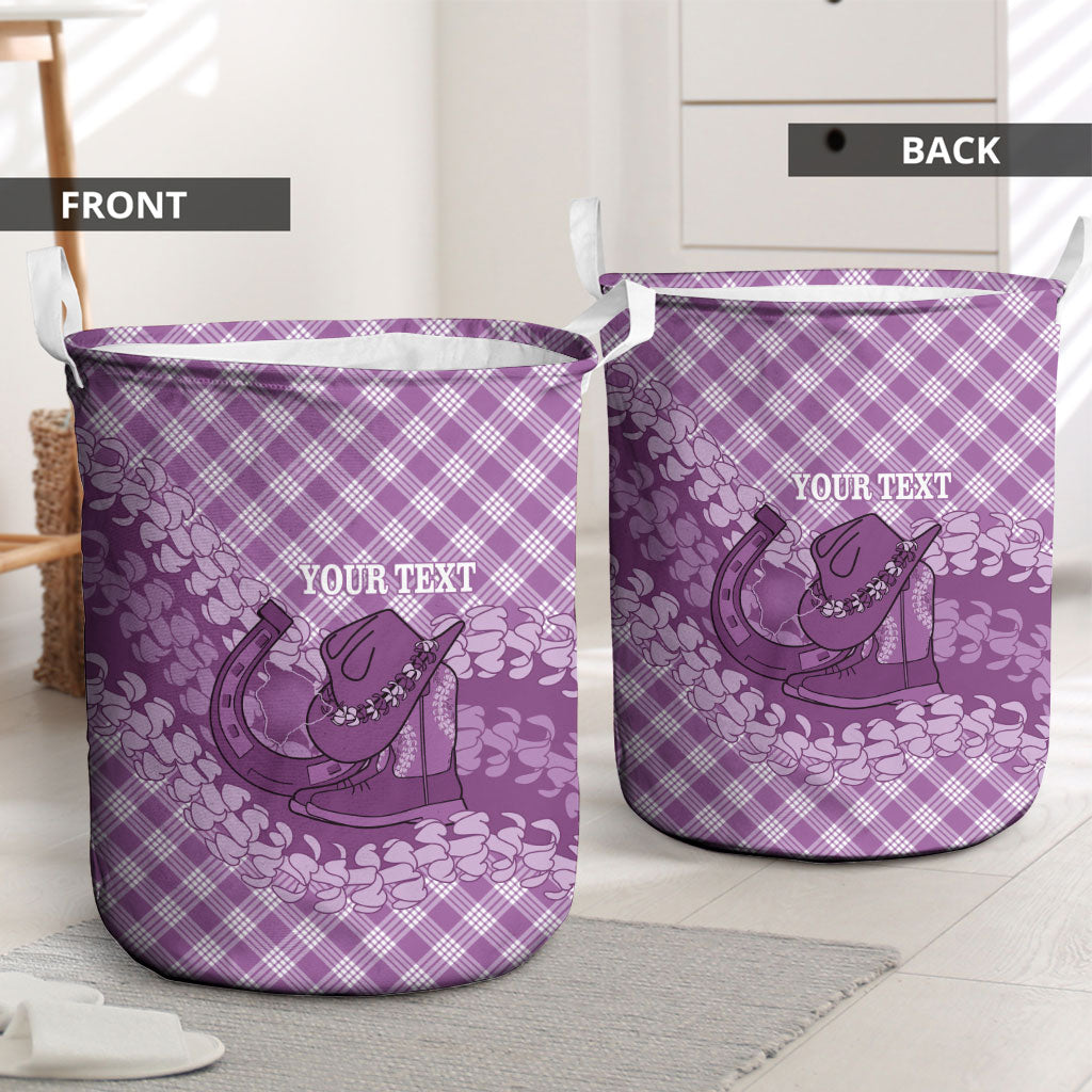 Poni Hawaii Cowboy Palaka Motifs Personalised Laundry Basket Paniolo Festival Puakenikeni Lei LT14 - Polynesian Pride