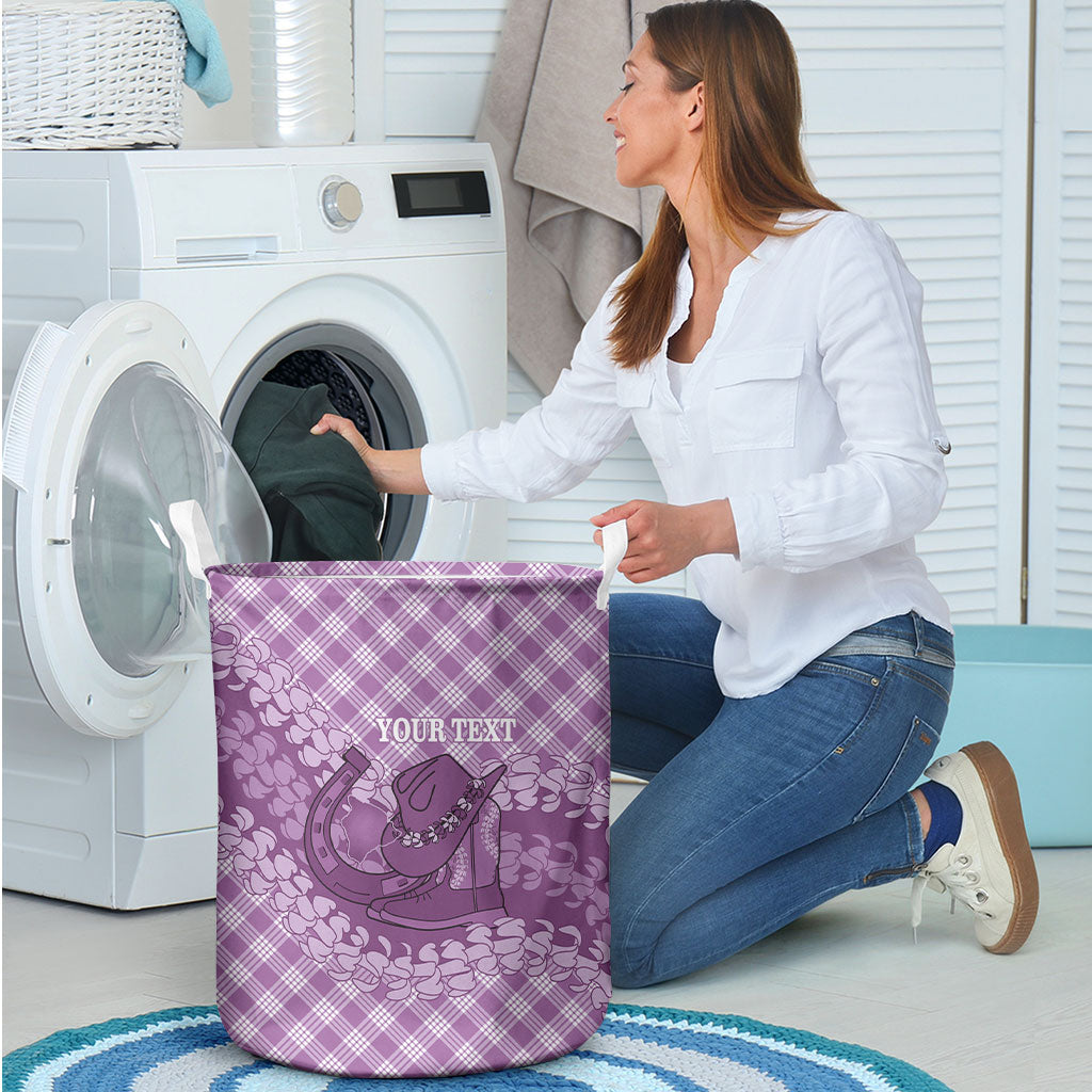 Poni Hawaii Cowboy Palaka Motifs Personalised Laundry Basket Paniolo Festival Puakenikeni Lei LT14 - Polynesian Pride