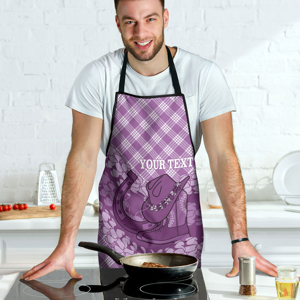 Poni Hawaii Cowboy Palaka Motifs Personalised Apron Paniolo Festival Puakenikeni Lei LT14 - Polynesian Pride