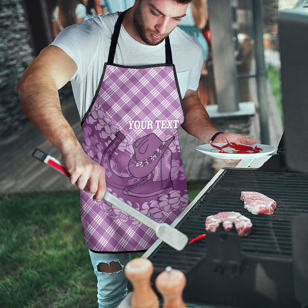 Poni Hawaii Cowboy Palaka Motifs Personalised Apron Paniolo Festival Puakenikeni Lei LT14 - Polynesian Pride