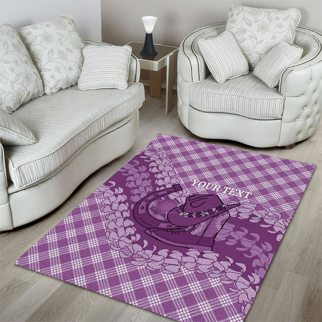 Poni Hawaii Cowboy Palaka Motifs Personalised Area Rug Paniolo Festival Puakenikeni Lei LT14 - Polynesian Pride