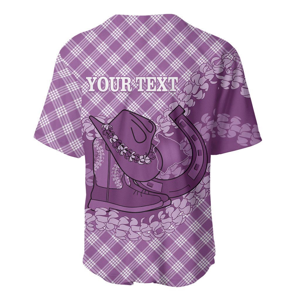 Poni Hawaii Cowboy Palaka Motifs Personalised Baseball Jersey Paniolo Festival Puakenikeni Lei LT14 - Polynesian Pride