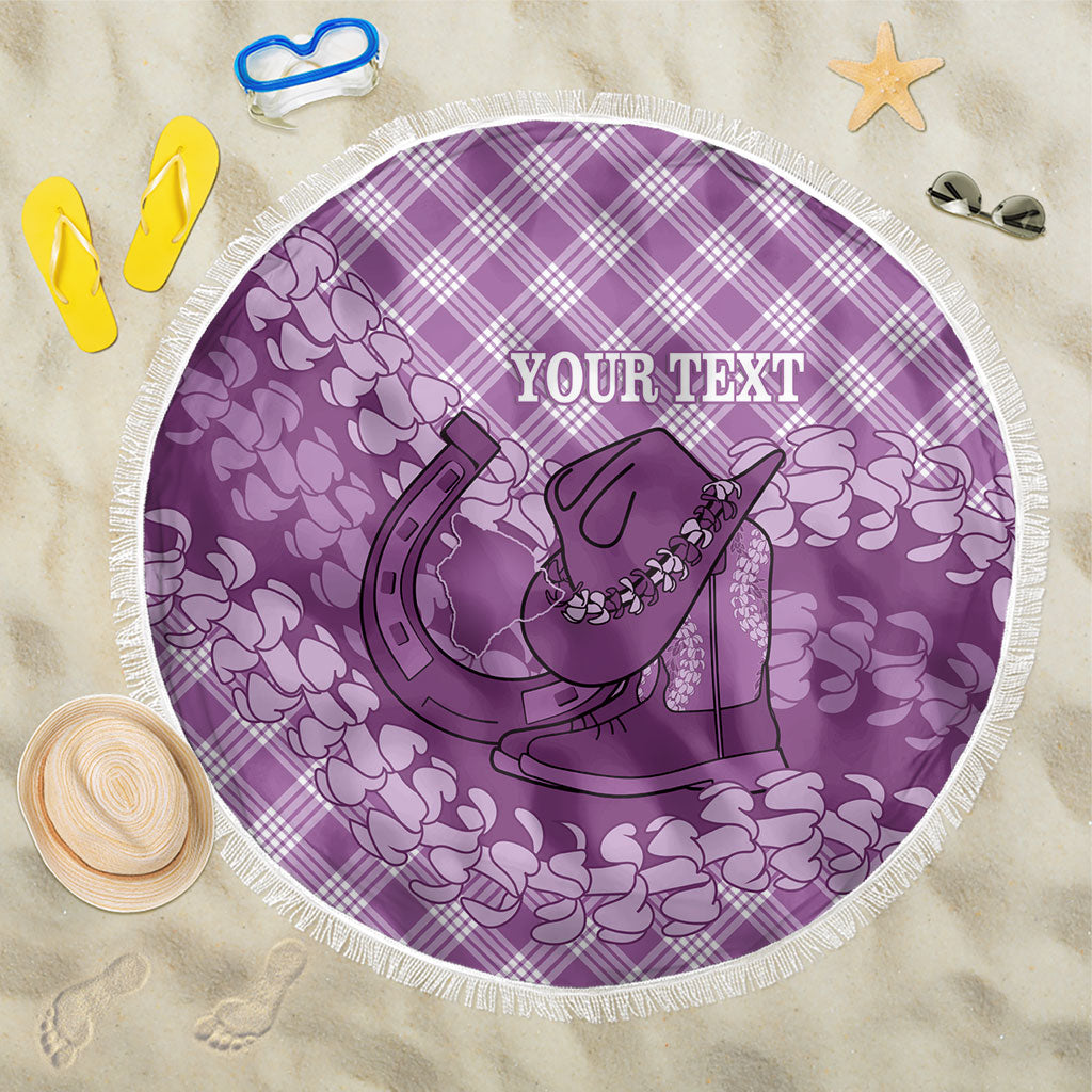 Poni Hawaii Cowboy Palaka Motifs Personalised Beach Blanket Paniolo Festival Puakenikeni Lei
