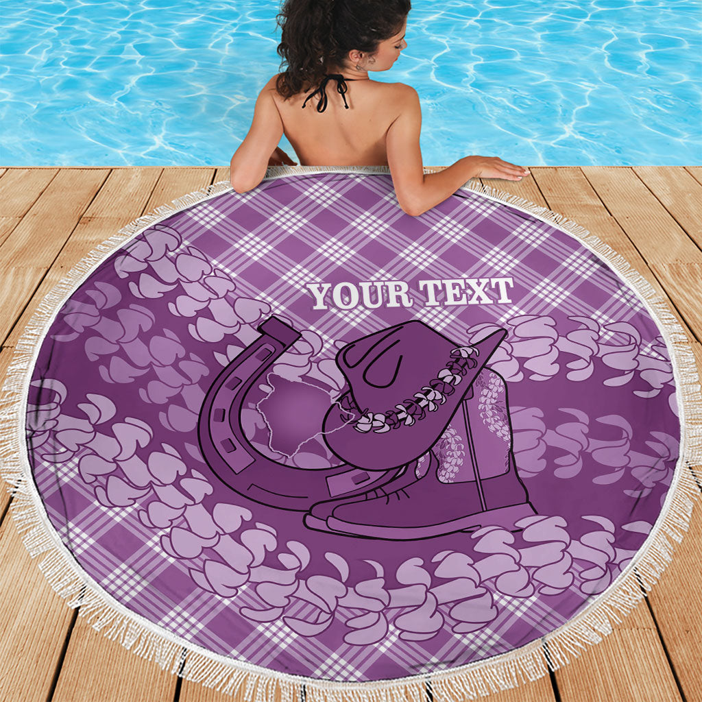 Poni Hawaii Cowboy Palaka Motifs Personalised Beach Blanket Paniolo Festival Puakenikeni Lei LT14 - Polynesian Pride