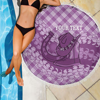 Poni Hawaii Cowboy Palaka Motifs Personalised Beach Blanket Paniolo Festival Puakenikeni Lei LT14 - Polynesian Pride