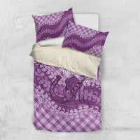 Poni Hawaii Cowboy Palaka Motifs Personalised Bedding Set Paniolo Festival Puakenikeni Lei LT14 US Twin 172cm x 218cm Purple - Polynesian Pride
