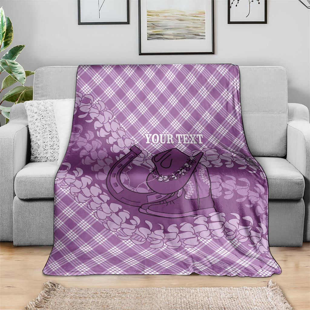 Poni Hawaii Cowboy Palaka Motifs Personalised Blanket Paniolo Festival Puakenikeni Lei LT14 - Polynesian Pride