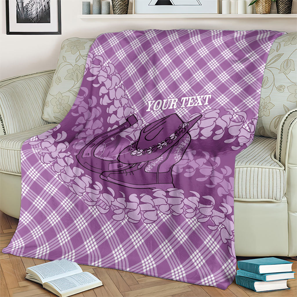 Poni Hawaii Cowboy Palaka Motifs Personalised Blanket Paniolo Festival Puakenikeni Lei LT14 - Polynesian Pride