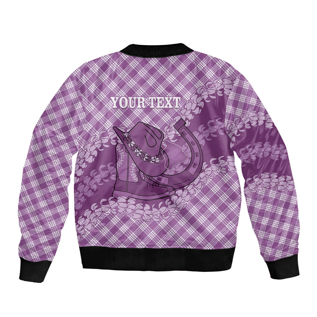 Poni Hawaii Cowboy Palaka Motifs Personalised Bomber Jacket Paniolo Festival Puakenikeni Lei LT14 - Polynesian Pride
