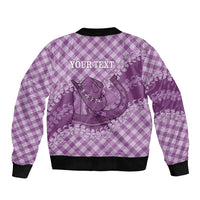 Poni Hawaii Cowboy Palaka Motifs Personalised Bomber Jacket Paniolo Festival Puakenikeni Lei LT14 - Polynesian Pride