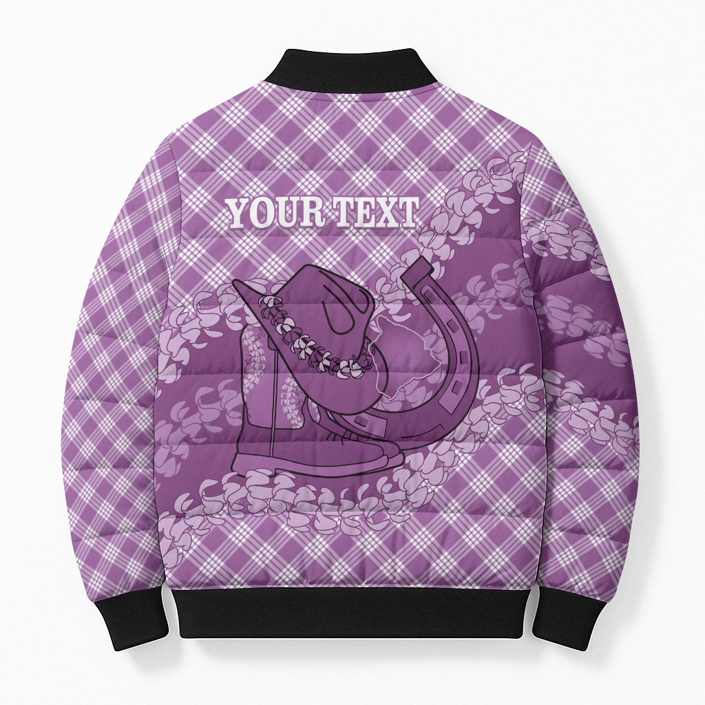 Poni Hawaii Cowboy Palaka Motifs Personalised Bomber Puffer Jacket Paniolo Festival Puakenikeni Lei LT14 - Polynesian Pride