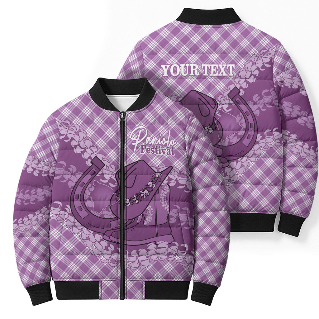 Poni Hawaii Cowboy Palaka Motifs Personalised Bomber Puffer Jacket Paniolo Festival Puakenikeni Lei LT14 - Polynesian Pride