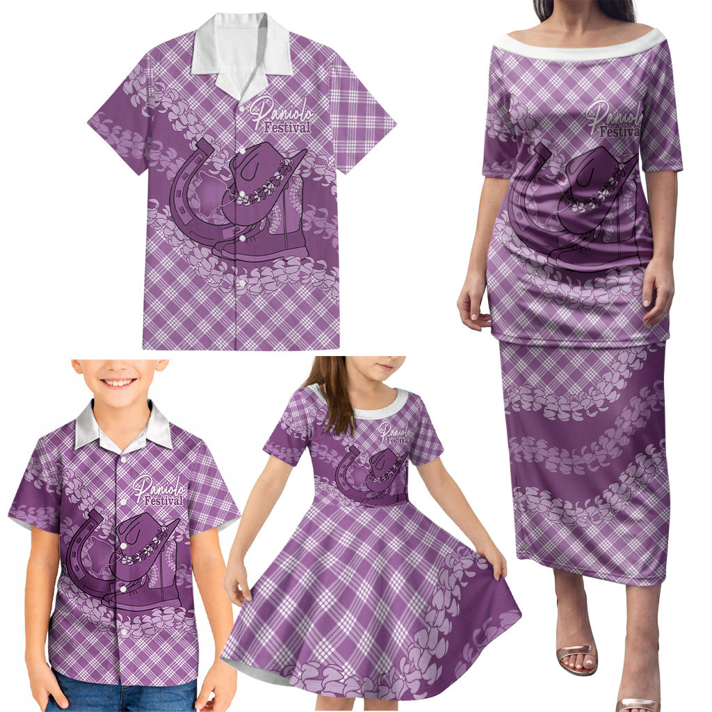 Poni Hawaii Cowboy Palaka Motifs Personalised Family Matching Puletasi and Hawaiian Shirt Paniolo Festival Puakenikeni Lei LT14 - Polynesian Pride