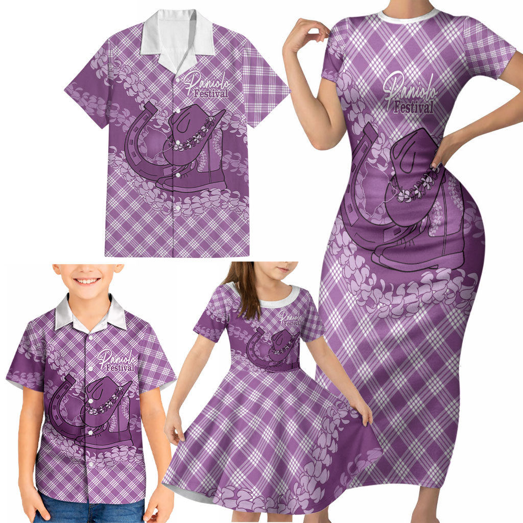 Poni Hawaii Cowboy Palaka Motifs Personalised Family Matching Short Sleeve Bodycon Dress and Hawaiian Shirt Paniolo Festival Puakenikeni Lei LT14 - Polynesian Pride