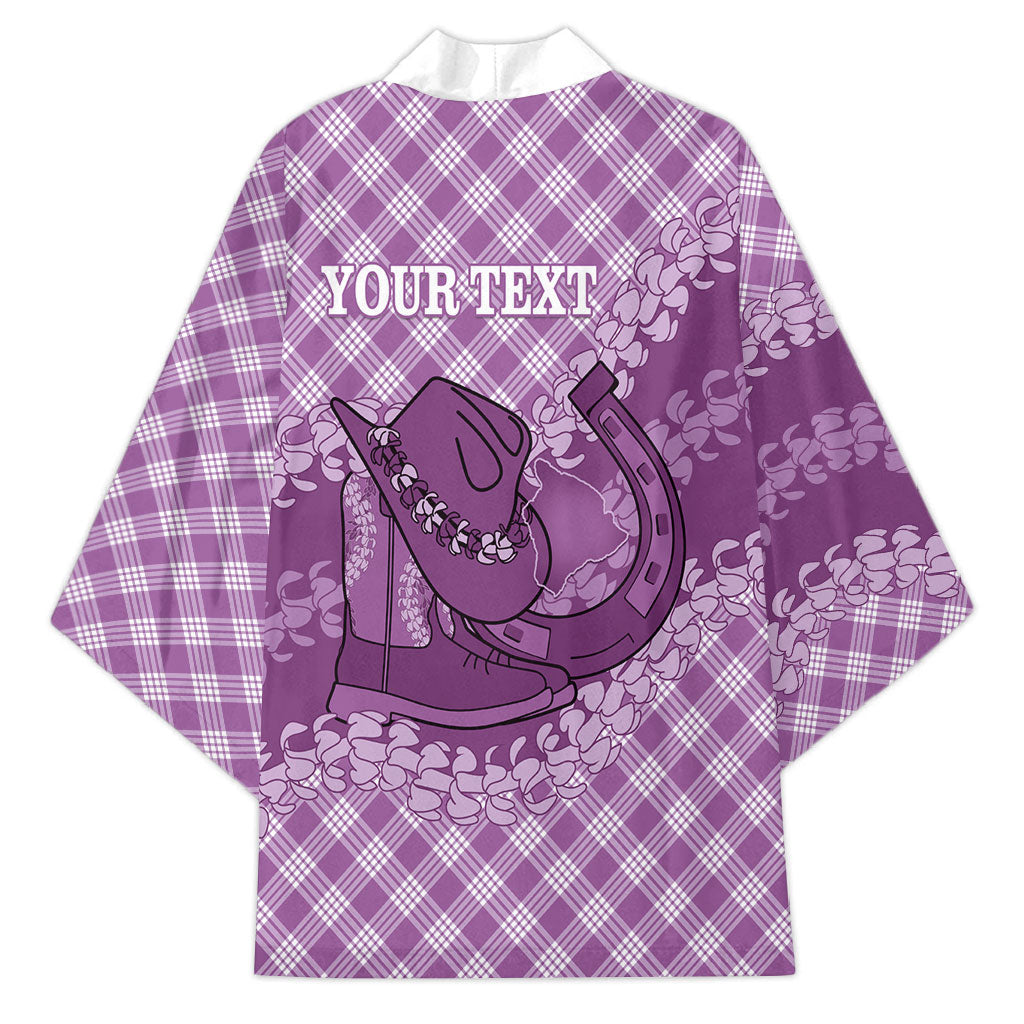 Poni Hawaii Cowboy Palaka Motifs Personalised Kimono Paniolo Festival Puakenikeni Lei LT14 - Polynesian Pride
