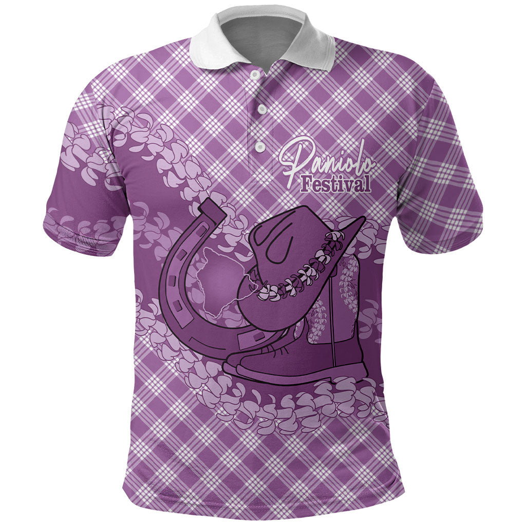 Poni Hawaii Cowboy Palaka Motifs Personalised Polo Shirt Paniolo Festival Puakenikeni Lei