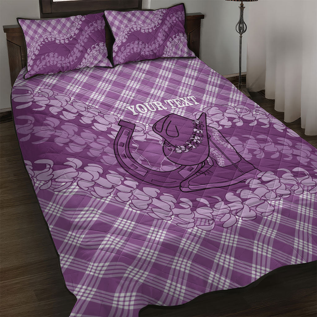 Poni Hawaii Cowboy Palaka Motifs Personalised Quilt Bed Set Paniolo Festival Puakenikeni Lei