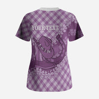 Poni Hawaii Cowboy Palaka Motifs Personalised Scrub Top Paniolo Festival Puakenikeni Lei LT14 - Polynesian Pride