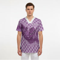 Poni Hawaii Cowboy Palaka Motifs Personalised Scrub Top Paniolo Festival Puakenikeni Lei LT14 - Polynesian Pride