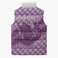 Poni Hawaii Cowboy Palaka Motifs Personalised Sleeveless Puffer Jacket Paniolo Festival Puakenikeni Lei LT14 - Polynesian Pride