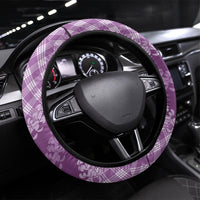 Poni Hawaii Cowboy Palaka Motifs Steering Wheel Cover Paniolo Festival Puakenikeni Lei LT14 Universal Fit Purple - Polynesian Pride