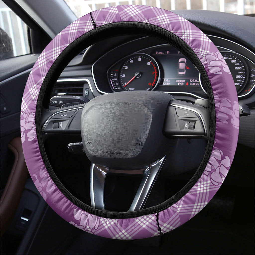 Poni Hawaii Cowboy Palaka Motifs Steering Wheel Cover Paniolo Festival Puakenikeni Lei LT14 - Polynesian Pride