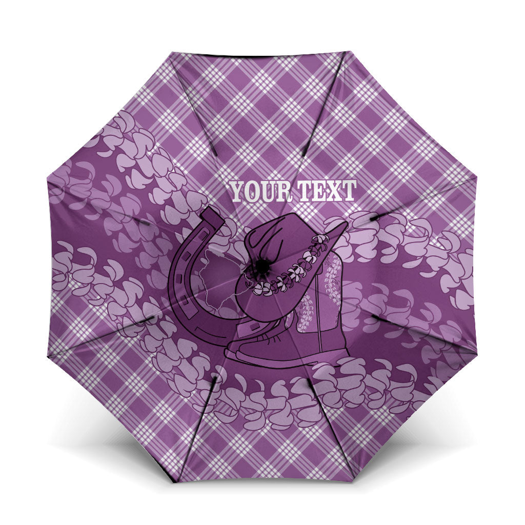 Poni Hawaii Cowboy Palaka Motifs Personalised Umbrella Paniolo Festival Puakenikeni Lei