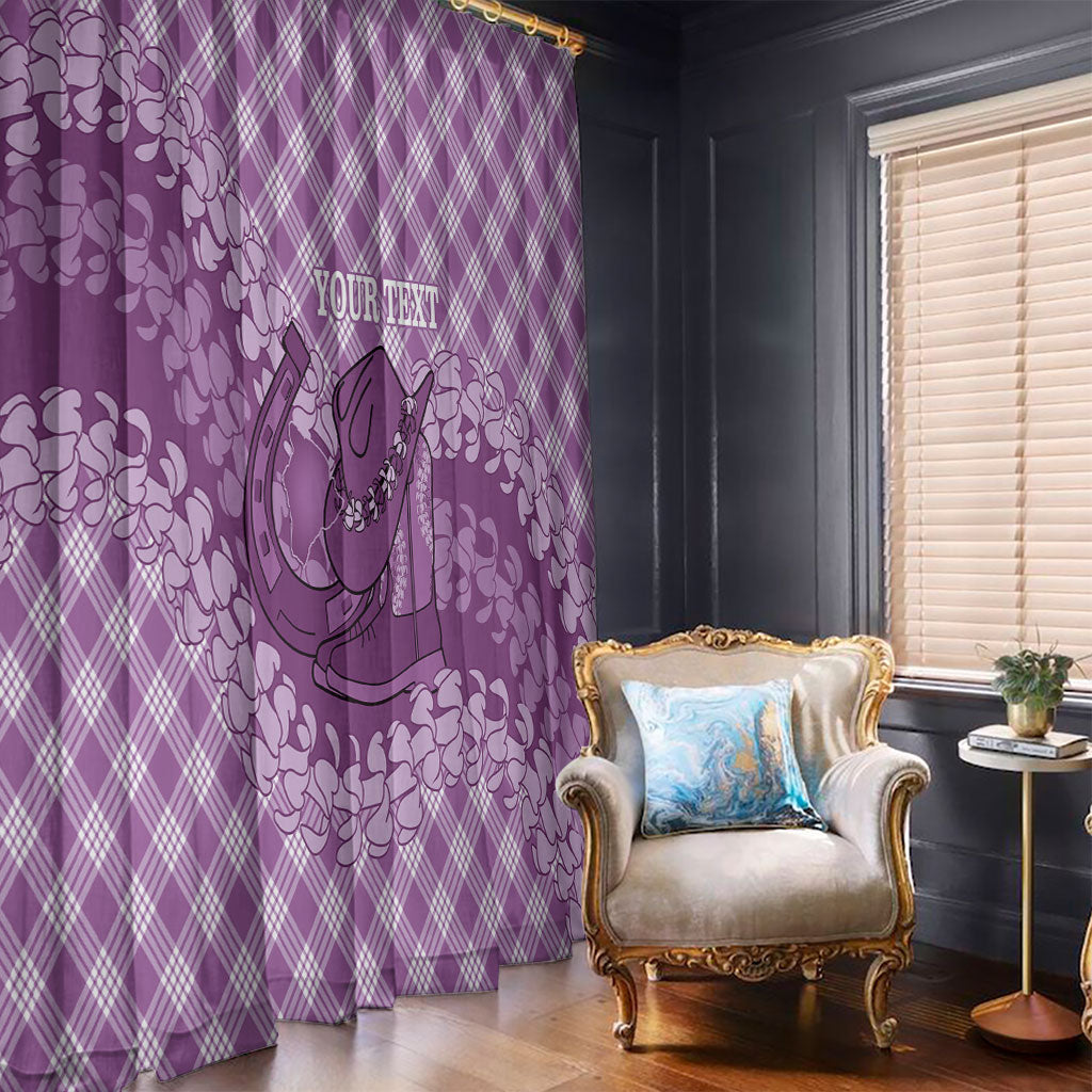 Poni Hawaii Cowboy Palaka Motifs Personalised Window Curtain Paniolo Festival Puakenikeni Lei LT14 - Polynesian Pride