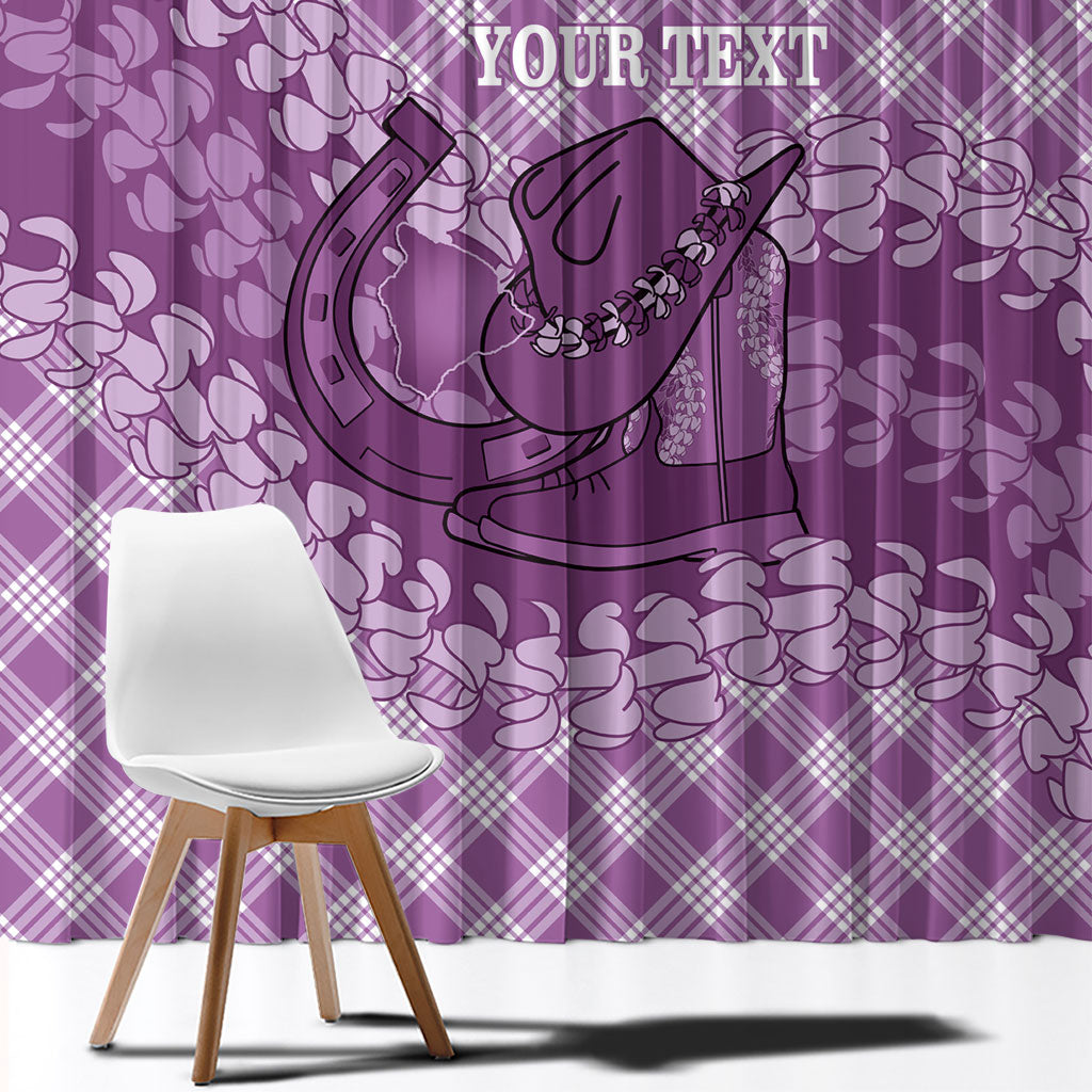 Poni Hawaii Cowboy Palaka Motifs Personalised Window Curtain Paniolo Festival Puakenikeni Lei LT14 - Polynesian Pride