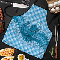 Polu Hawaii Cowboy Palaka Motifs Personalised Apron Paniolo Festival Puakenikeni Lei LT14 Blue - Polynesian Pride