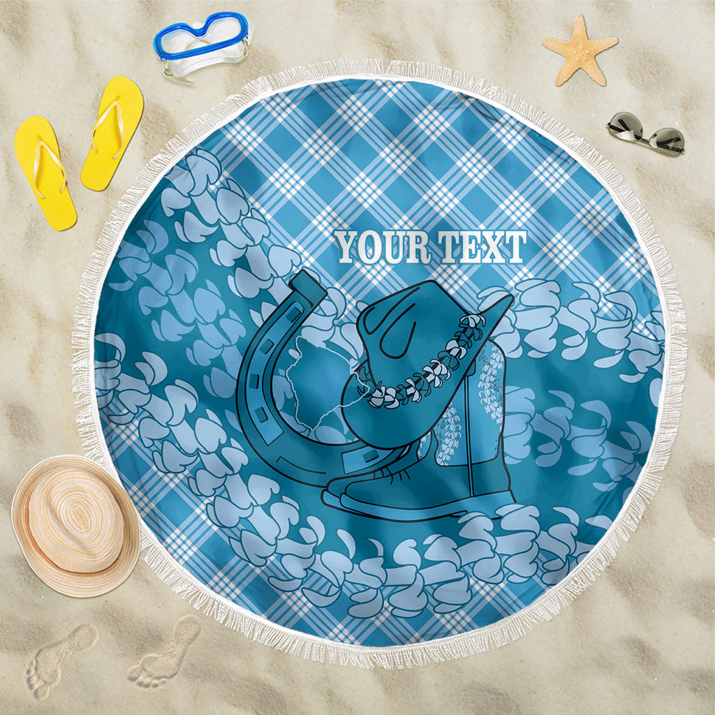 Polu Hawaii Cowboy Palaka Motifs Personalised Beach Blanket Paniolo Festival Puakenikeni Lei