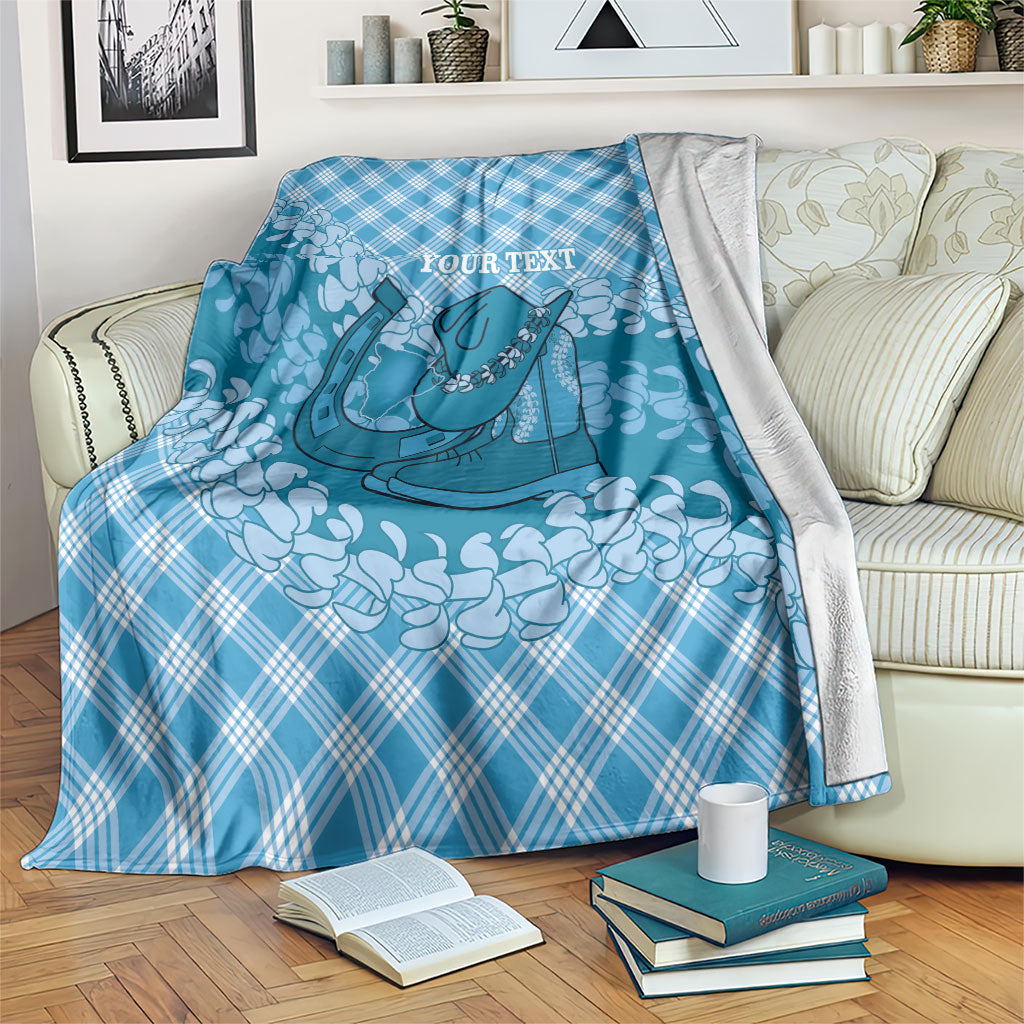 Polu Hawaii Cowboy Palaka Motifs Personalised Blanket Paniolo Festival Puakenikeni Lei