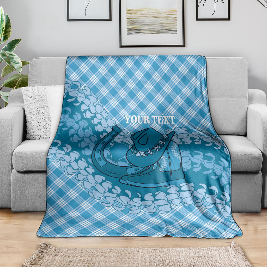 Polu Hawaii Cowboy Palaka Motifs Personalised Blanket Paniolo Festival Puakenikeni Lei LT14 - Polynesian Pride