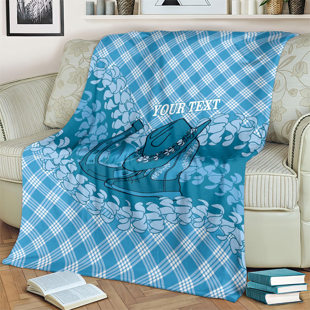 Polu Hawaii Cowboy Palaka Motifs Personalised Blanket Paniolo Festival Puakenikeni Lei LT14 - Polynesian Pride