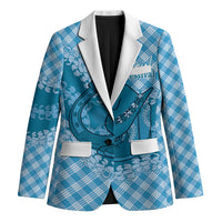 Polu Hawaii Cowboy Palaka Motifs Personalised Blazer Paniolo Festival Puakenikeni Lei LT14 Unisex Blue - Polynesian Pride