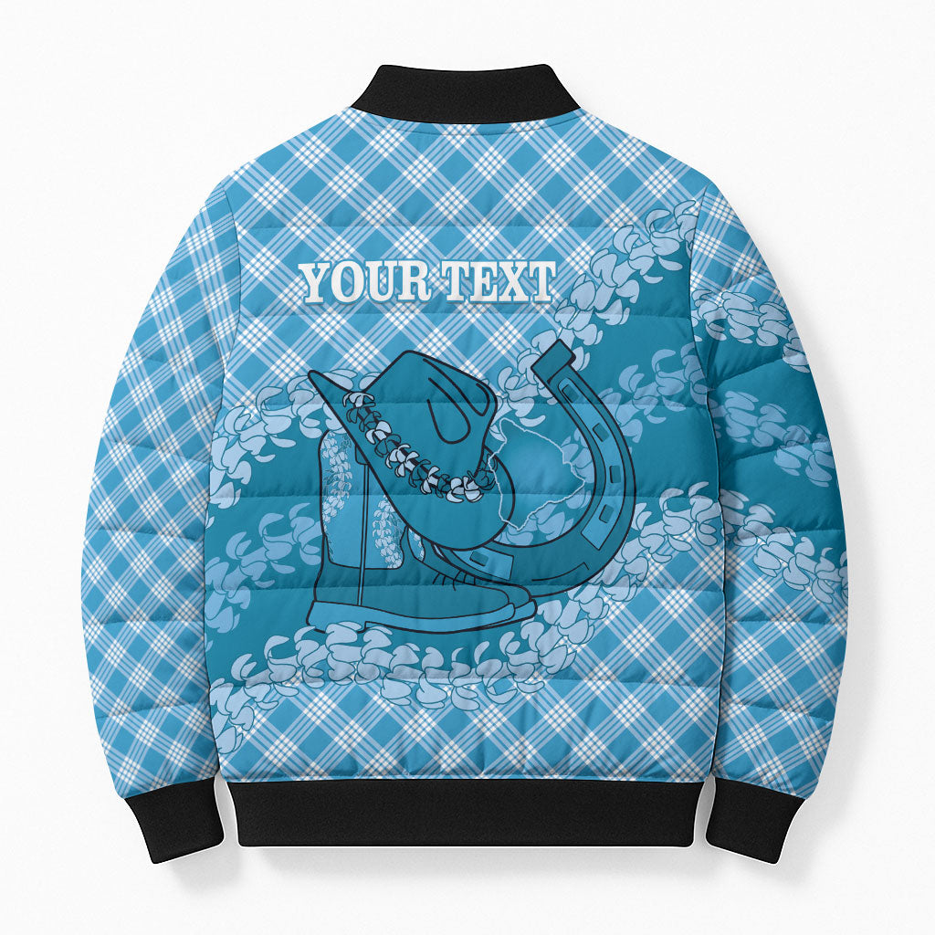 Polu Hawaii Cowboy Palaka Motifs Personalised Bomber Puffer Jacket Paniolo Festival Puakenikeni Lei LT14 - Polynesian Pride