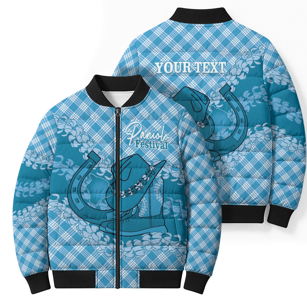 Polu Hawaii Cowboy Palaka Motifs Personalised Bomber Puffer Jacket Paniolo Festival Puakenikeni Lei LT14 - Polynesian Pride