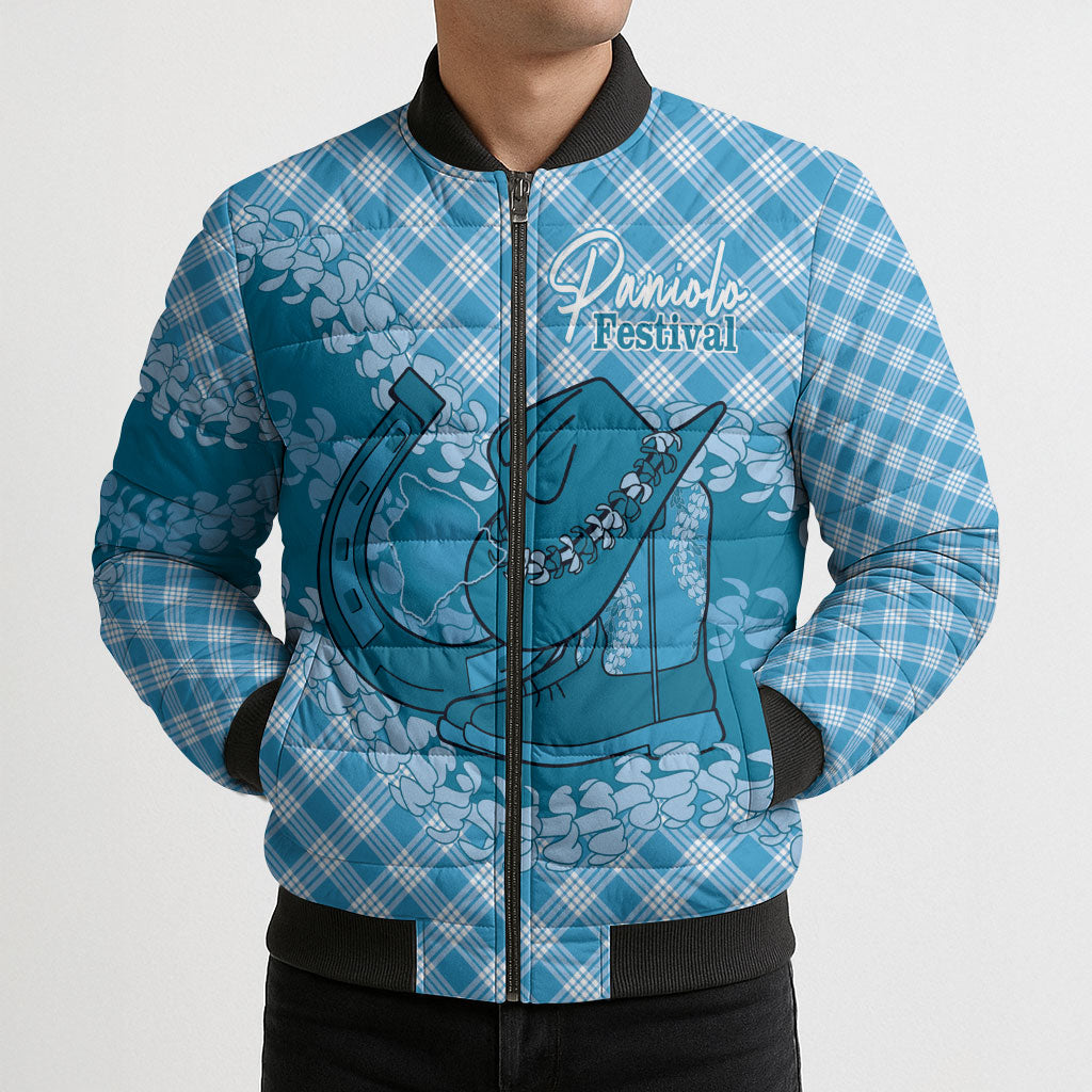 Polu Hawaii Cowboy Palaka Motifs Personalised Bomber Puffer Jacket Paniolo Festival Puakenikeni Lei LT14 - Polynesian Pride