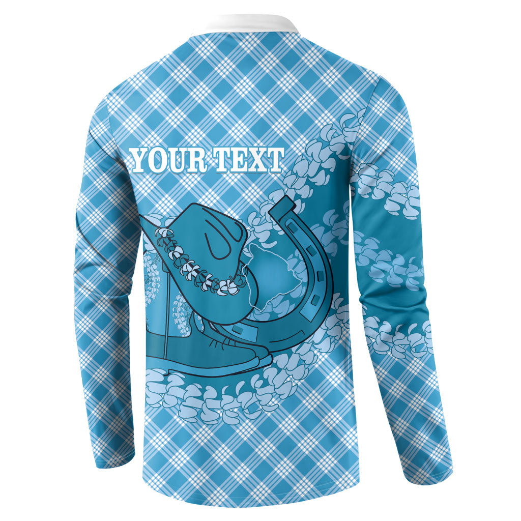 Polu Hawaii Cowboy Palaka Motifs Personalised Button Sweatshirt Paniolo Festival Puakenikeni Lei LT14 - Polynesian Pride