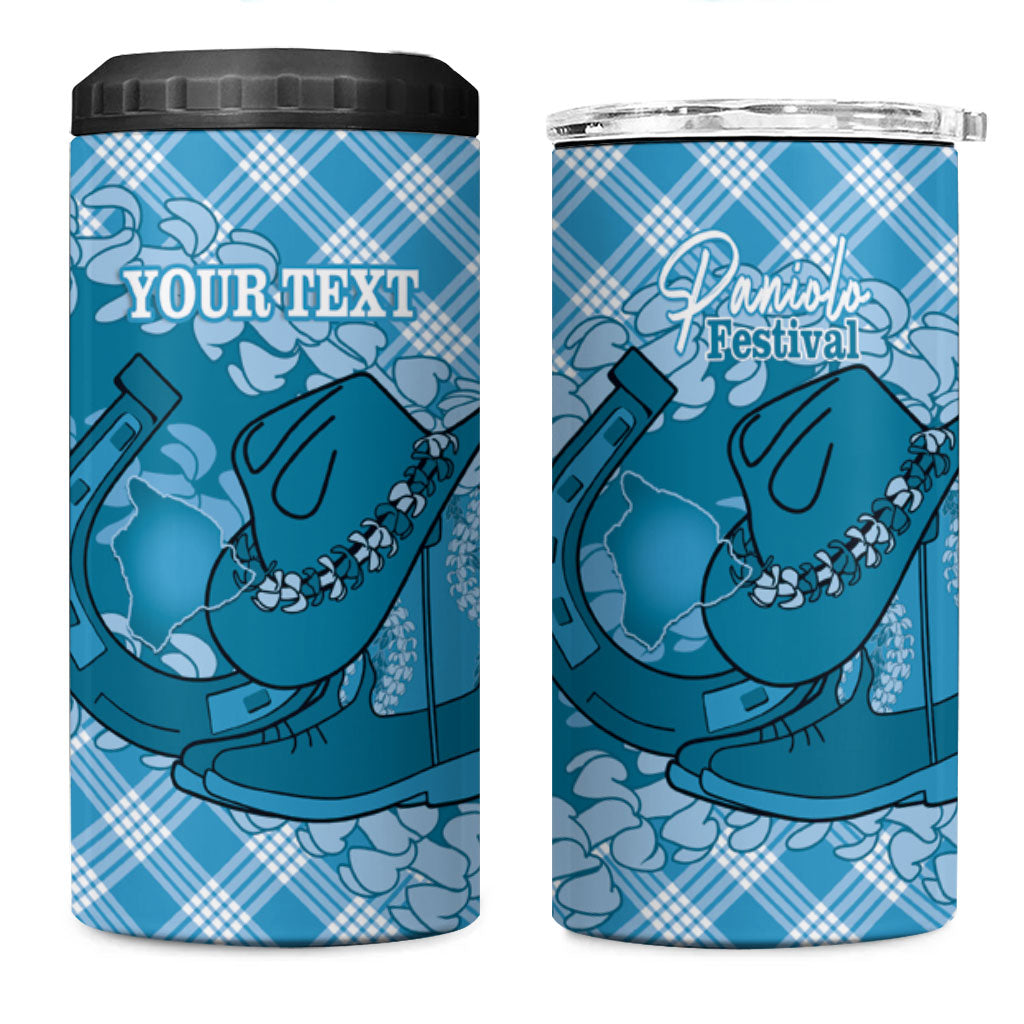 Polu Hawaii Cowboy Palaka Motifs Personalised 4 in 1 Can Cooler Tumbler Paniolo Festival Puakenikeni Lei