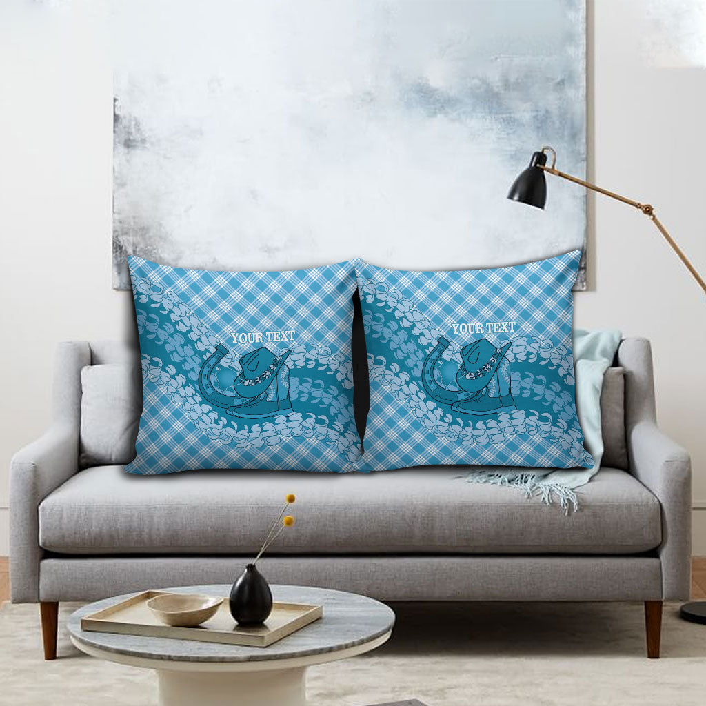 Polu Hawaii Cowboy Palaka Motifs Personalised Pillow Cover Paniolo Festival Puakenikeni Lei LT14 - Polynesian Pride