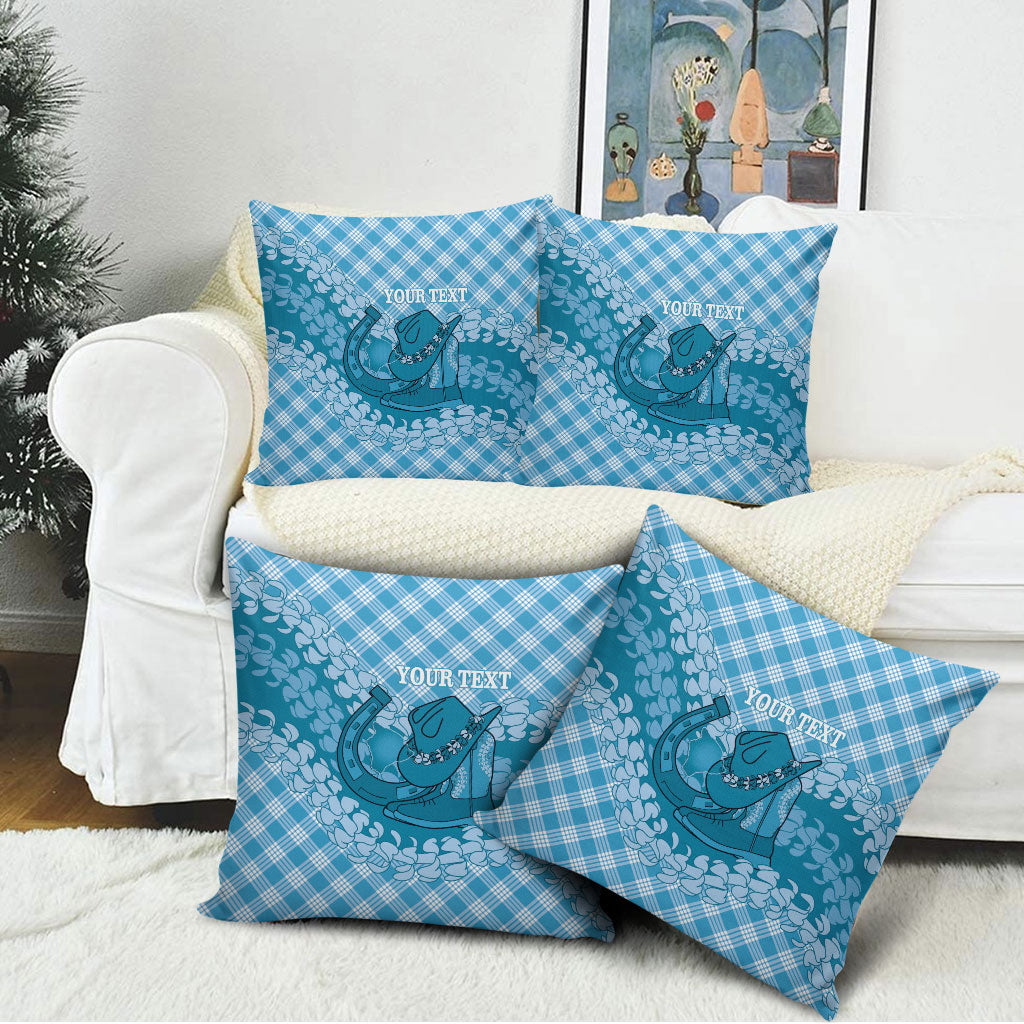 Polu Hawaii Cowboy Palaka Motifs Personalised Pillow Cover Paniolo Festival Puakenikeni Lei LT14 - Polynesian Pride