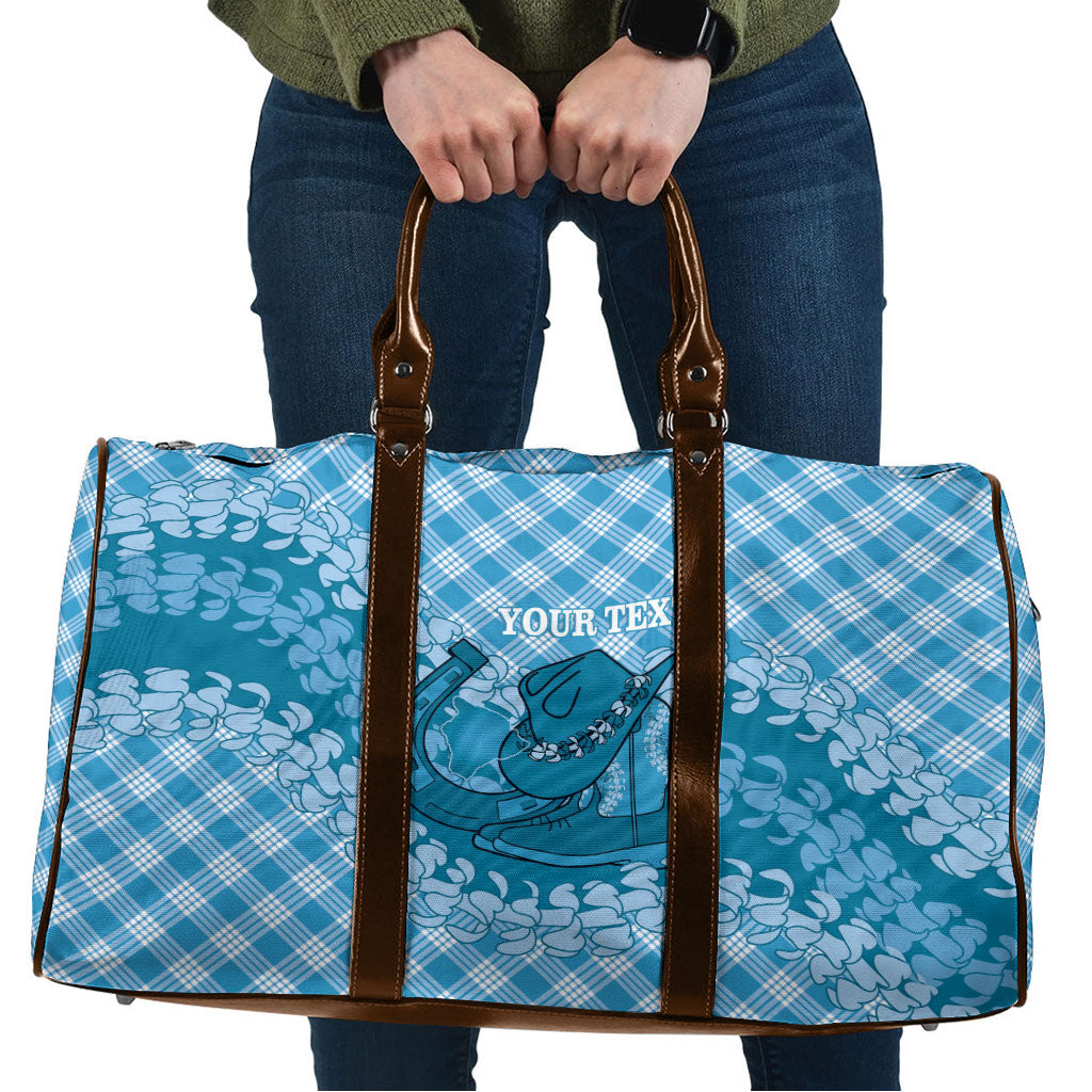 Polu Hawaii Cowboy Palaka Motifs Personalised Travel Bag Paniolo Festival Puakenikeni Lei