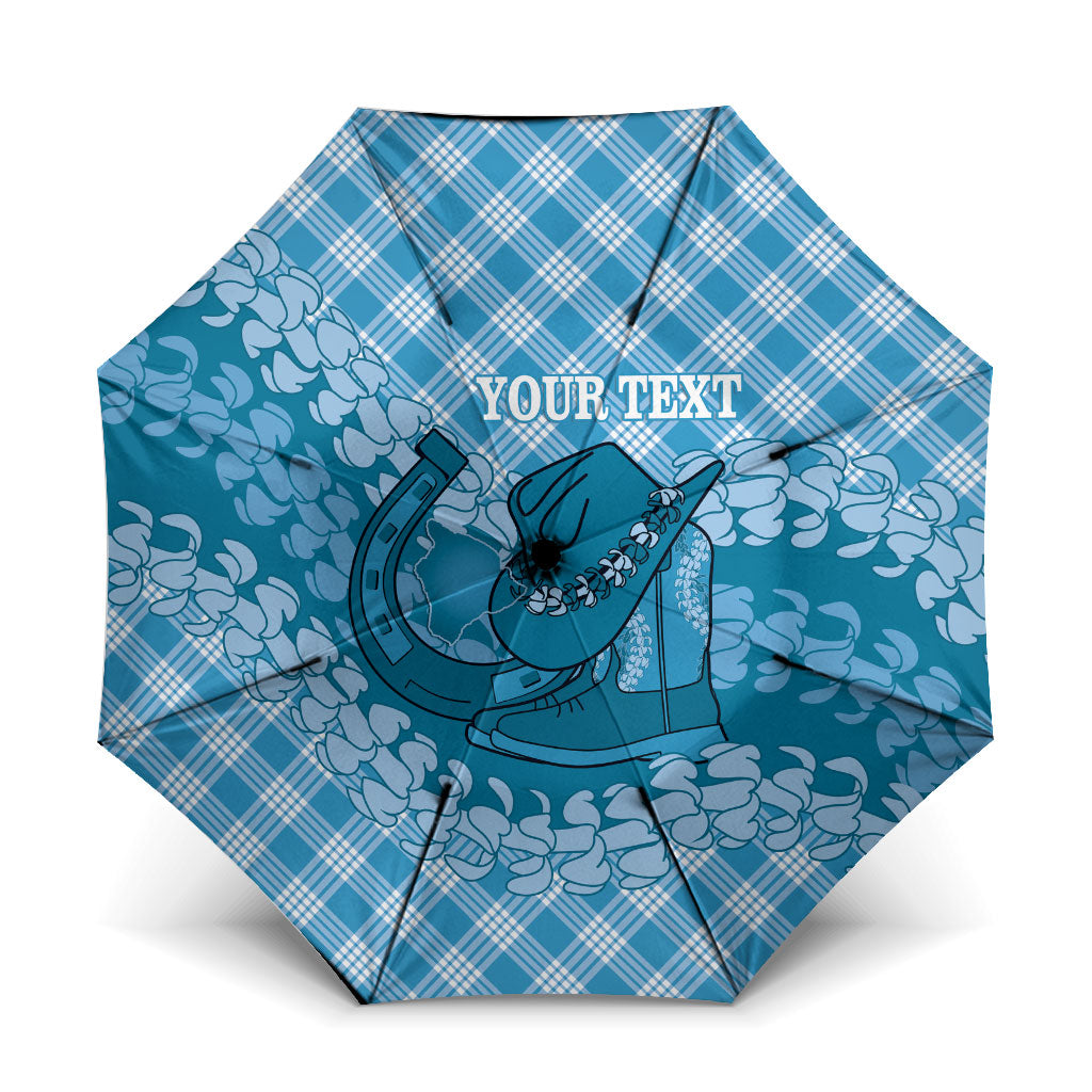Polu Hawaii Cowboy Palaka Motifs Personalised Umbrella Paniolo Festival Puakenikeni Lei