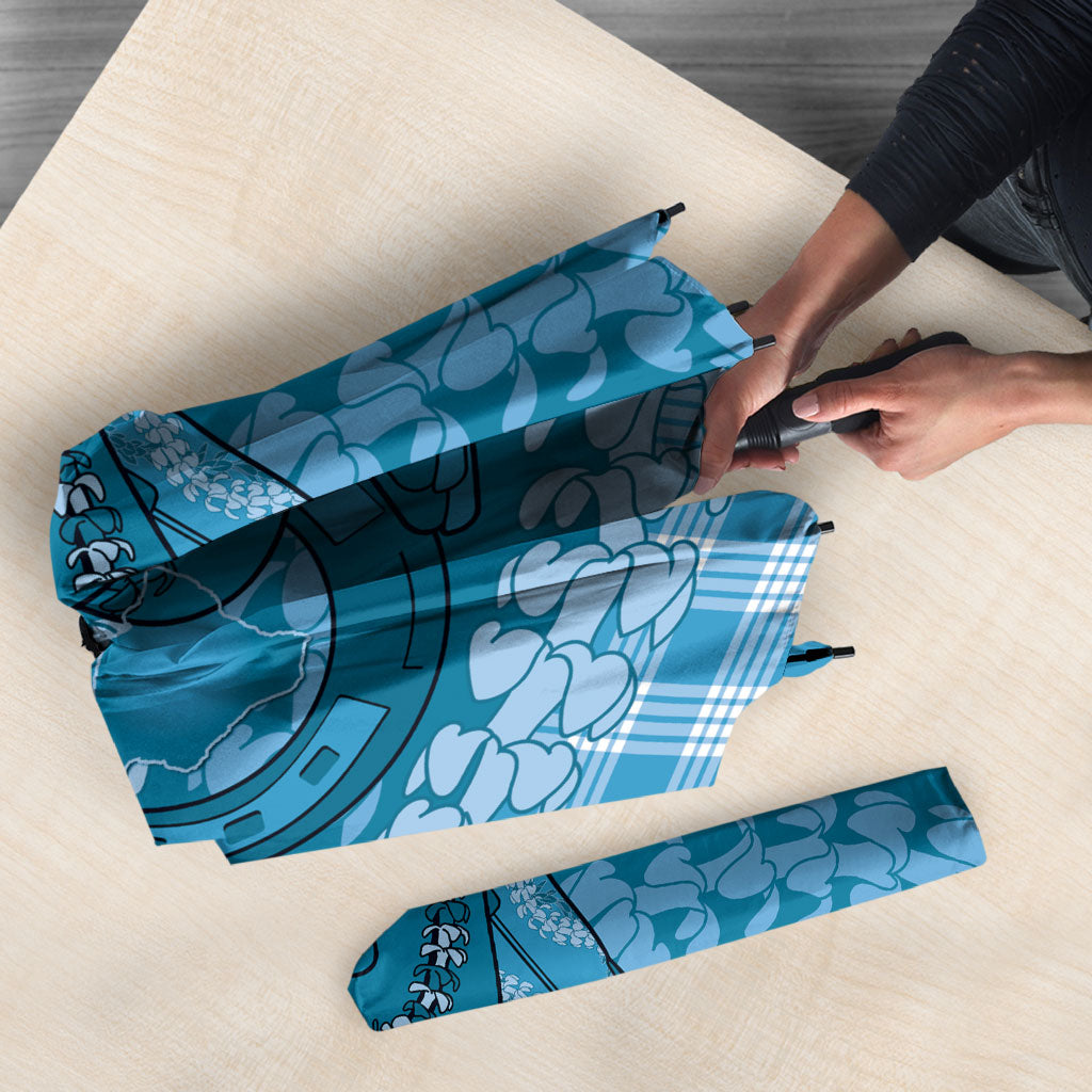 Polu Hawaii Cowboy Palaka Motifs Personalised Umbrella Paniolo Festival Puakenikeni Lei LT14 - Polynesian Pride