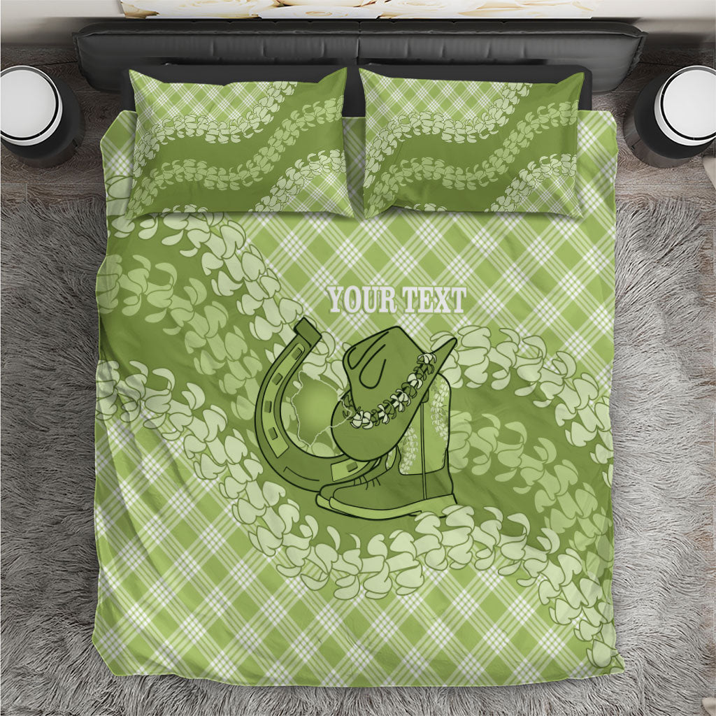 Omaomao Hawaii Cowboy Palaka Motifs Personalised Bedding Set Paniolo Festival Puakenikeni Lei LT14 Green - Polynesian Pride